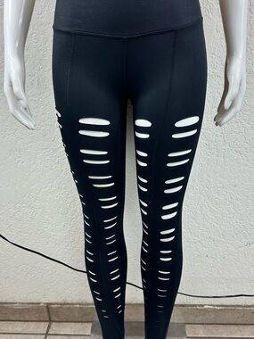 90 Degree By Reflex Women’s Black Cutout Laser Cut High Waist Leggings XS